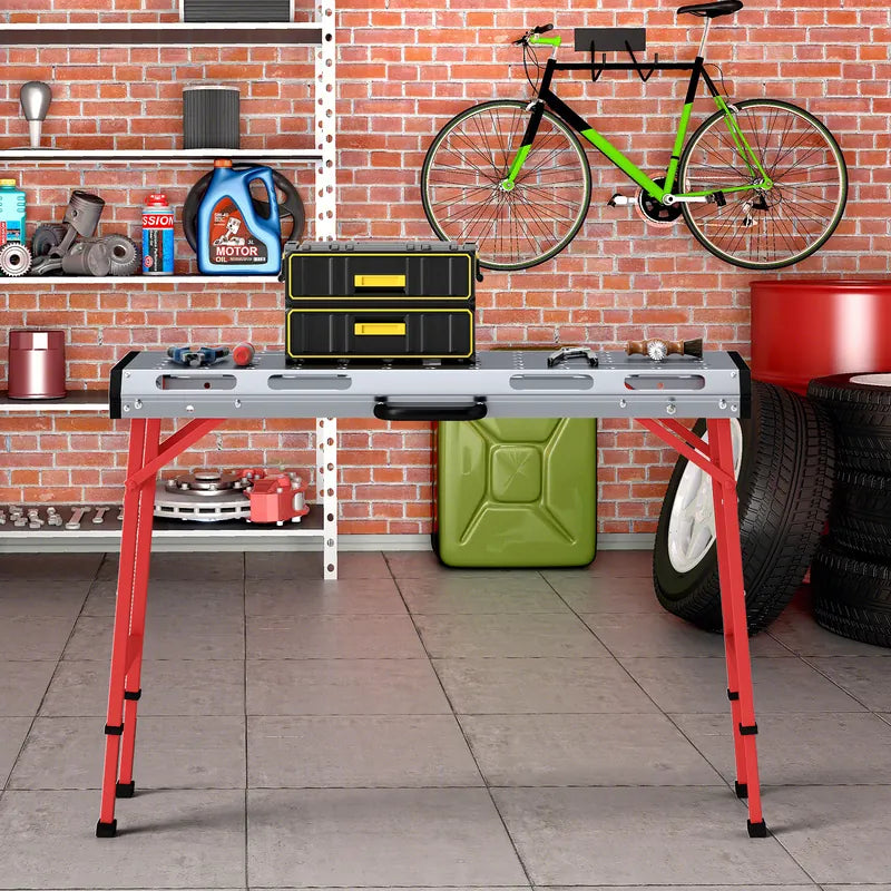 Welding table with 450 kg load capacity &amp; adjustable height Portable &amp; foldable work table