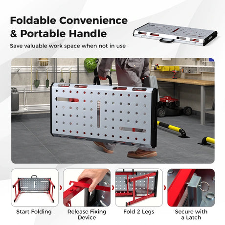 Welding table with 450 kg load capacity &amp; adjustable height Portable &amp; foldable work table