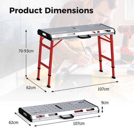 Welding table with 450 kg load capacity &amp; adjustable height Portable &amp; foldable work table