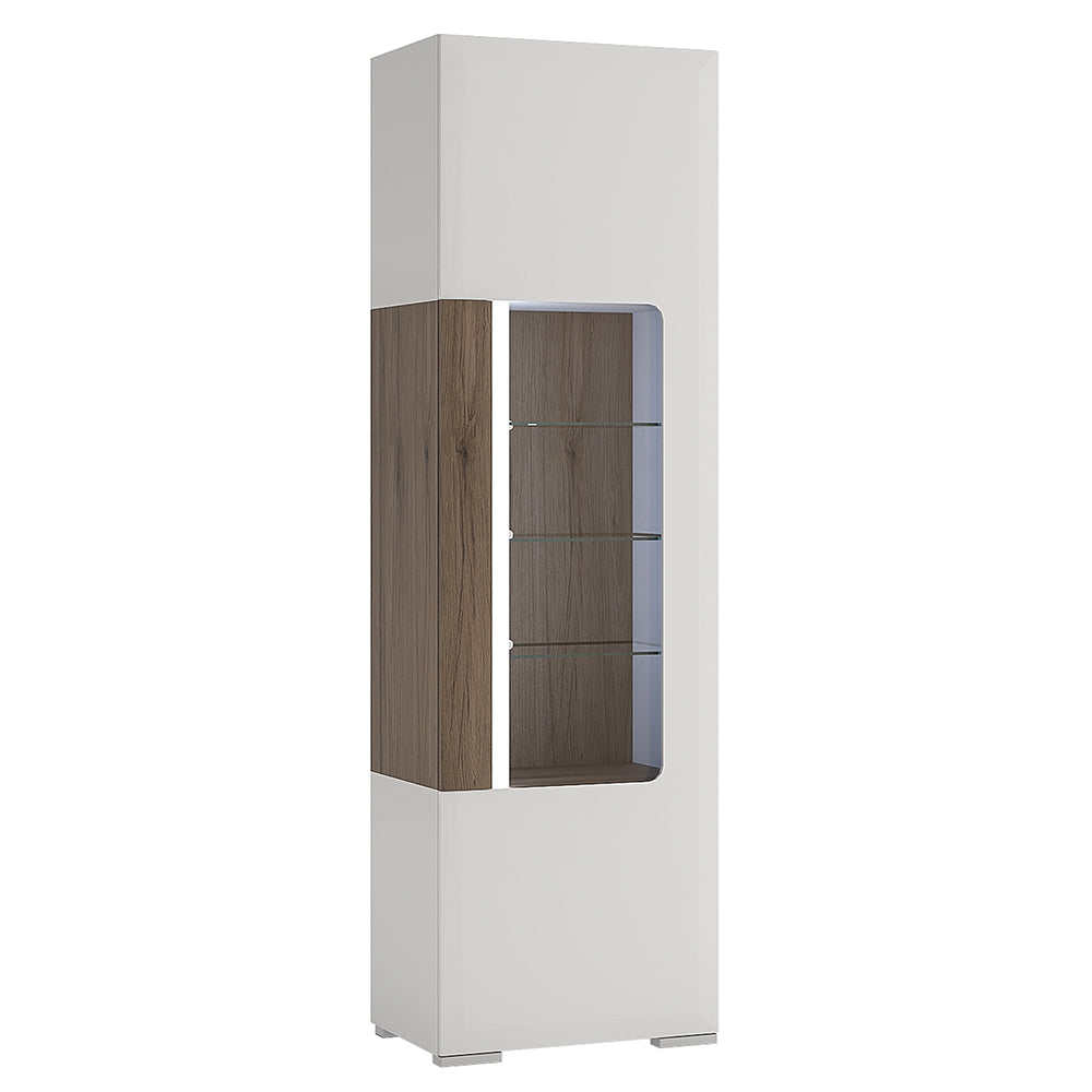 Toronto Tall Narrow Glazed Display Cabinet with Internal Shelves (Plexi Light)