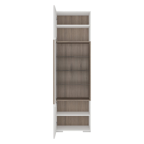Toronto Tall Narrow Glazed Display Cabinet with Internal Shelves (Plexi Light)