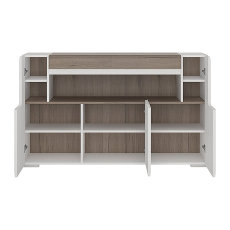 Toronto 3 Door Sideboard with Open Shelving and Plexi Lighting