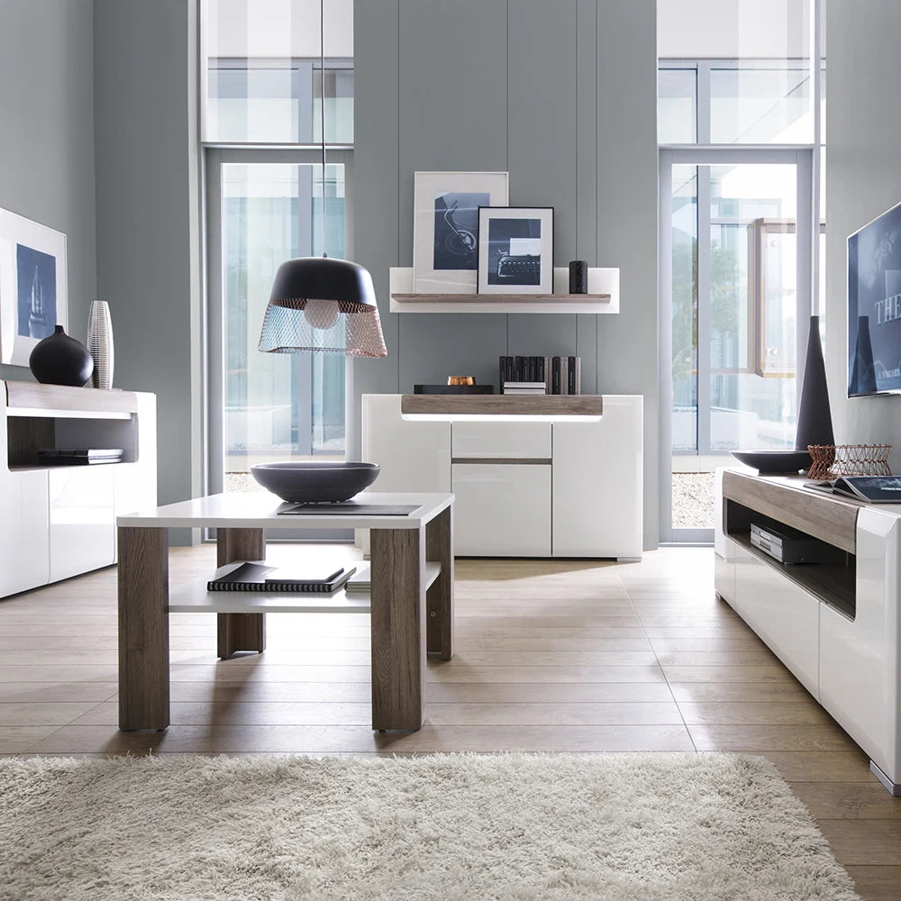 Toronto 3 Door Sideboard with Open Shelving and Plexi Lighting