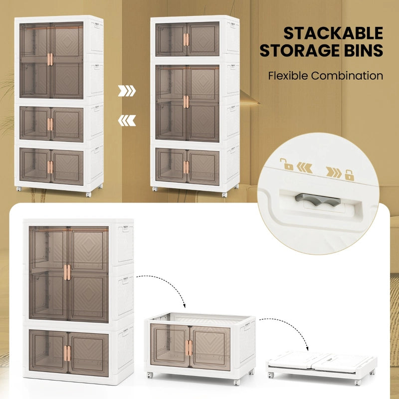 421L Storage Bins with Lid Portable Plastic Wardrobe Closet Organizer-White