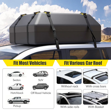 Car roof bag with 0.4 m3 volume, waterproof roof luggage bag, roof box with door hook, combination lock and non-slip mat