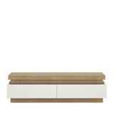 Lyon 2 Drawer TV Cabinet in Riviera Oak/White High Gloss