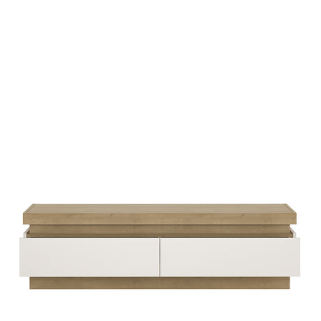 Lyon 2 Drawer TV Cabinet in Riviera Oak/White High Gloss