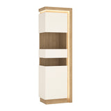 Lyon Tall narrow display cabinet (LHD) in Riviera Oak/White High Gloss
