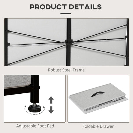 HOMCOM Fabric Chest of Drawers, Industrial Bedroom Dresser with 8 Fabric Drawers, Steel Frame and Wooden Top for Nursery, Living Room, Hallway, Grey
