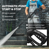 Outsunny 1800W High Pressure Washer, 150 Bar Pressure, 420 L/h Flow, Portable Power Washer Jet Wash Cleaner with Adjustable Nozzle, 6M Hose, Hose Reel, Steel Handle for Home Patio Car Driveway, Blue