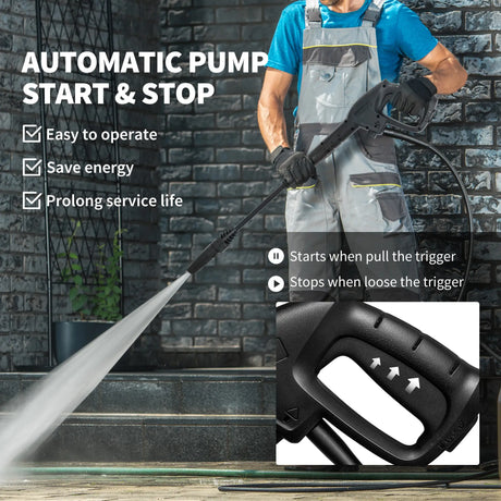 Outsunny 1800W High Pressure Washer, 150 Bar Pressure, 420 L/h Flow, Portable Power Washer Jet Wash Cleaner with Adjustable Nozzle, 6M Hose, Hose Reel, Steel Handle for Home Patio Car Driveway, Blue