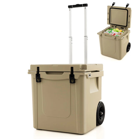 45 Quart Cooler Towable Ice Chest-Brown