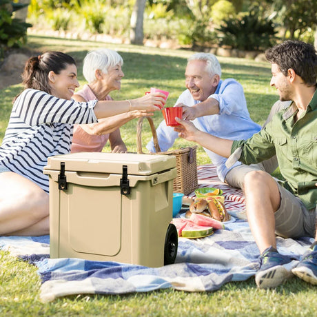 45 Quart Cooler Towable Ice Chest-Brown
