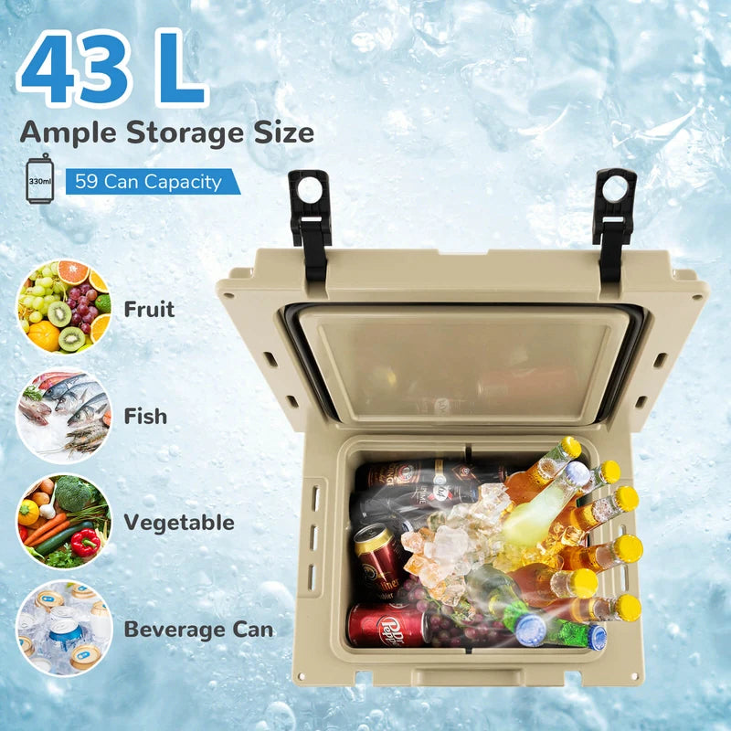 45 Quart Cooler Towable Ice Chest-Brown