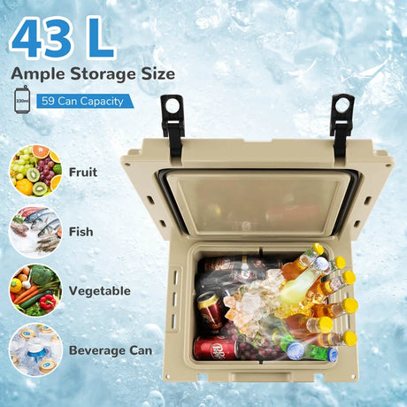 45 Quart Cooler Towable Ice Chest-Brown