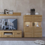 Cortina Low wide 2 door display cabinet in Grandson Oak