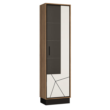Brolo Tall Glazed Display Cabinet (RH) in Walnut and Dark Panel Finish