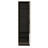 Brolo Tall Glazed Display Cabinet (RH) in Walnut and Dark Panel Finish
