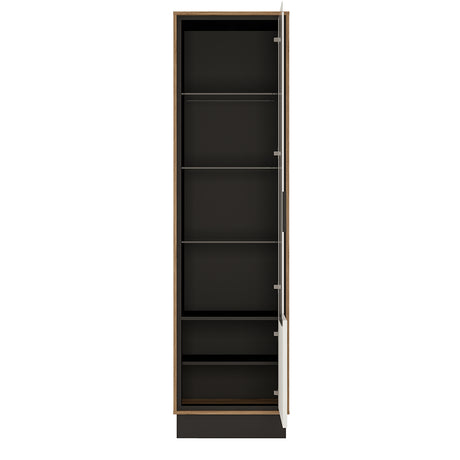 Brolo Tall Glazed Display Cabinet (RH) in Walnut and Dark Panel Finish