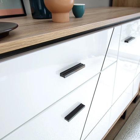 Brolo 3 Door 1 Drawer Sideboard in Walnut and Dark Panel Finish