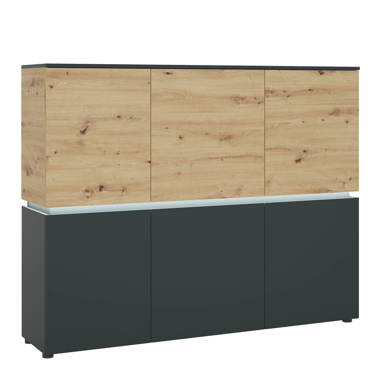 Luci 6 Door Cabinet (LED) in Platinum and Oak