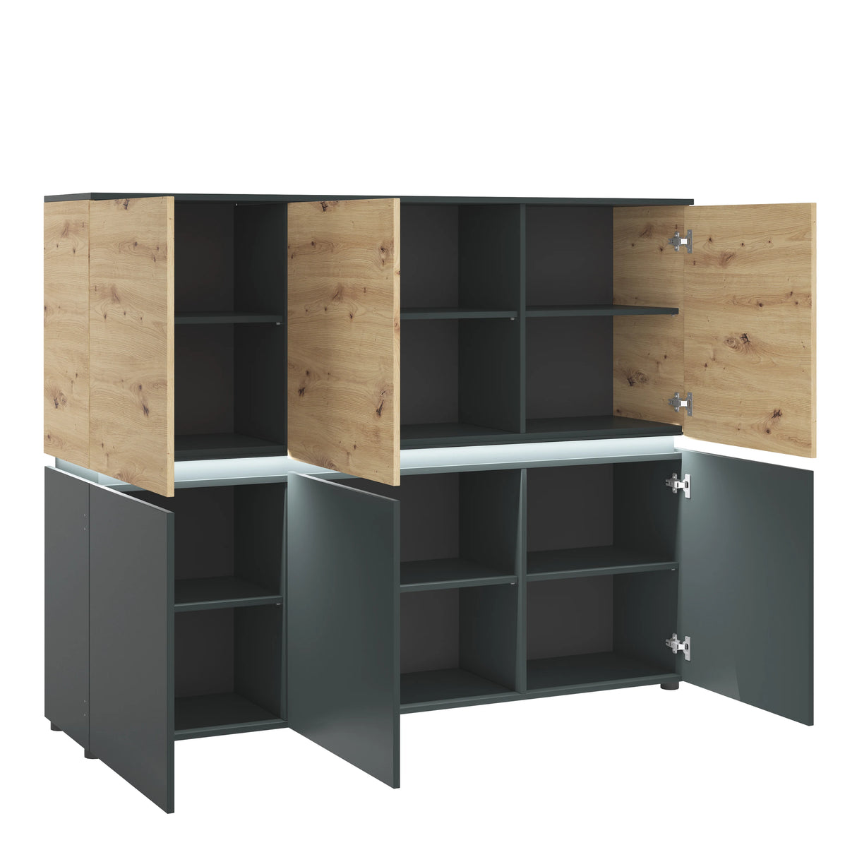 Luci 6 Door Cabinet (LED) in Platinum and Oak