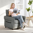 HOMCOM Accent Chair, Faux Leather Armchair - Grey