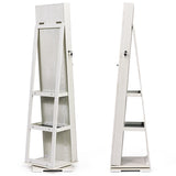 2-in-1 Lockable Jewelry Cabinet with Full Length Mirror
