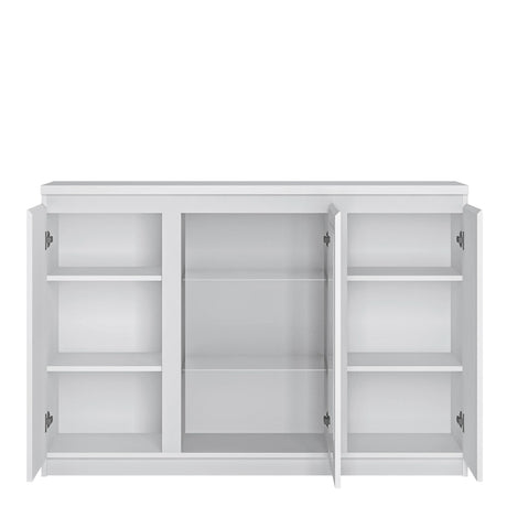 Fribo 3 Door Sideboard with Glazed Centre in White