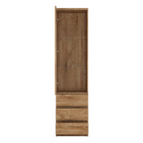 Fribo Tall Glazed Display Cabinet with 3 Drawers in Oak