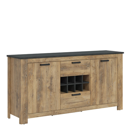 Rapallo Sideboard with Wine Rack in Chestnut and Grey