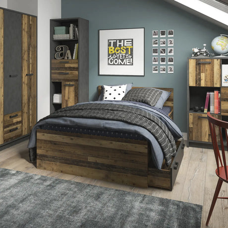 Brooklyn Bookcase 2 Drawers and 1 Door Walnut and Dark Grey