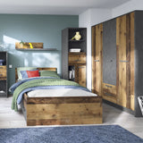 Brooklyn Bookcase 2 Drawers and 1 Door Walnut and Dark Grey