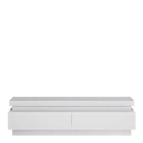 Lyon 2 Drawer TV Cabinet (including LED lighting) in White and High Gloss