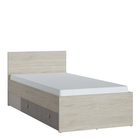 Denim 90cm Bed with 1 Drawer in Walnut