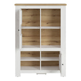 Celesto 2 Door 4 Shelves Display Cabinet with LED Lights in White and Oak