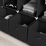 HOMCOM Foldable Fabric Wardrobe for Bedroom, Portable Wardrobe with 5 Shelves, 2 Hanging Rails and 3 Fabric Drawers, Black