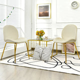 Set of 2 Modern Velvet Dining Chairs with Golden Finished Metal Legs for Kitchen and Dining Room