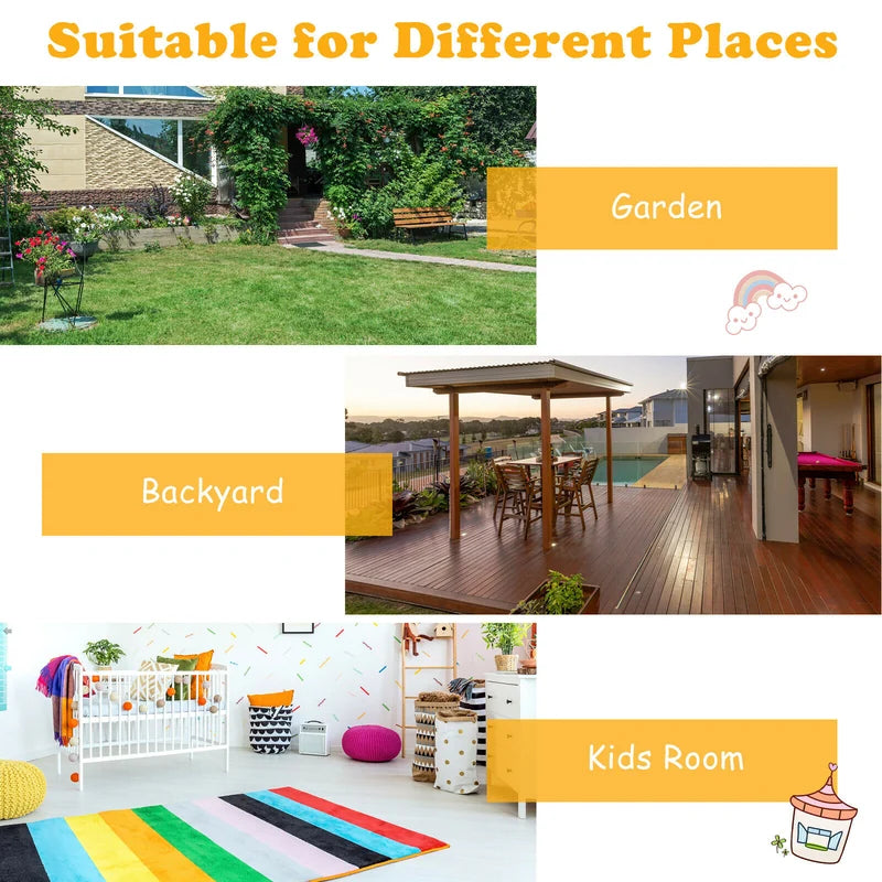 Kids Colorful Picnic Table Set with Removable Umbrella