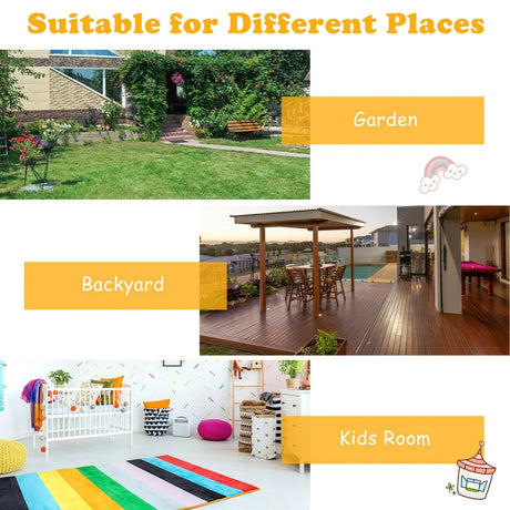 Kids Colorful Picnic Table Set with Removable Umbrella