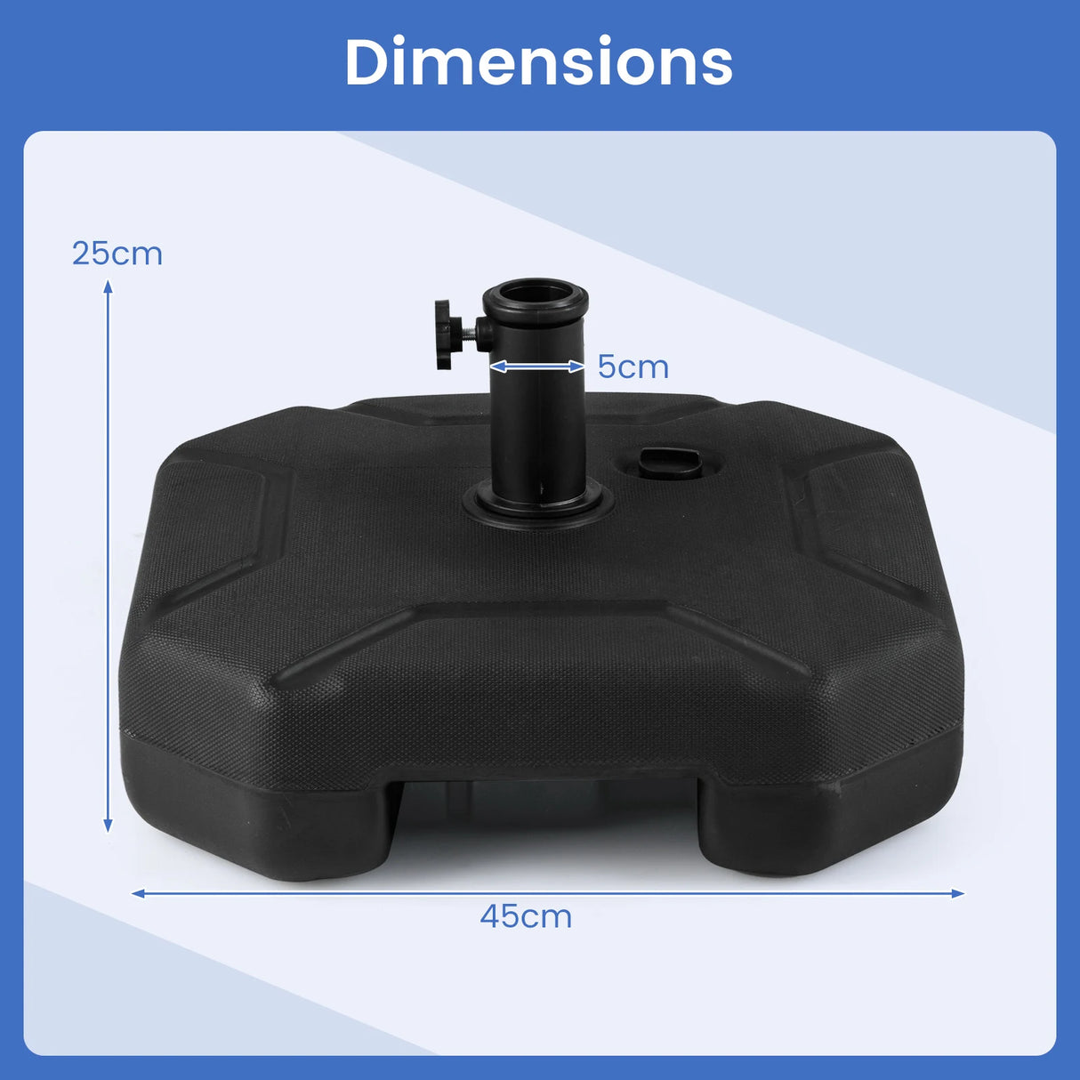 43 cm Fillable Umbrella Base with Handle for 38 mm and 48 mm Umbrella Poles