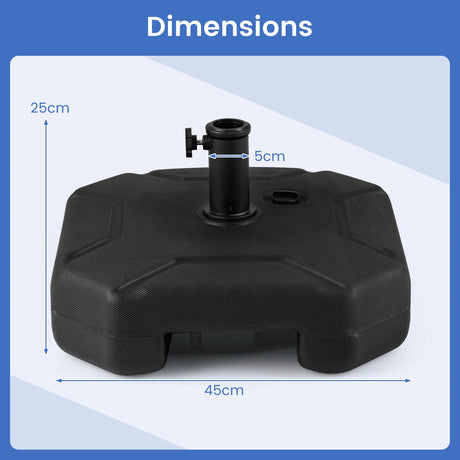 43 cm Fillable Umbrella Base with Handle for 38 mm and 48 mm Umbrella Poles