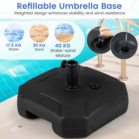 43 cm Fillable Umbrella Base with Handle for 38 mm and 48 mm Umbrella Poles