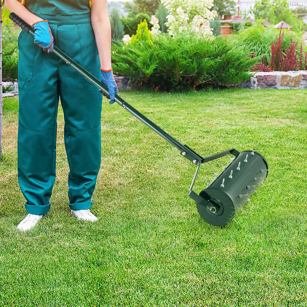 18/21 Inch Manual Lawn Aerator with Detachable Handle and Tine Spikes-18 inches