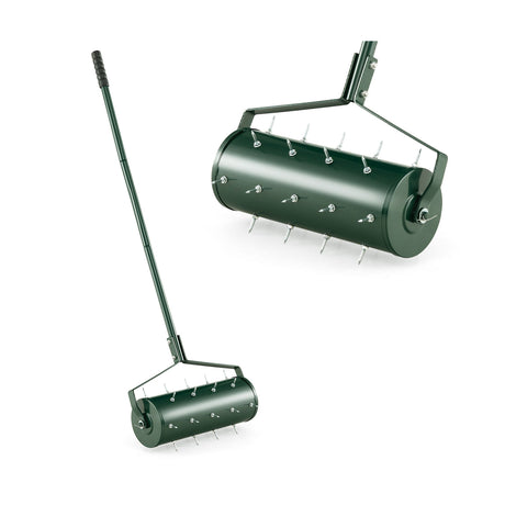 18/21 Inch Manual Lawn Aerator with Detachable Handle and Tine Spikes-18 inches
