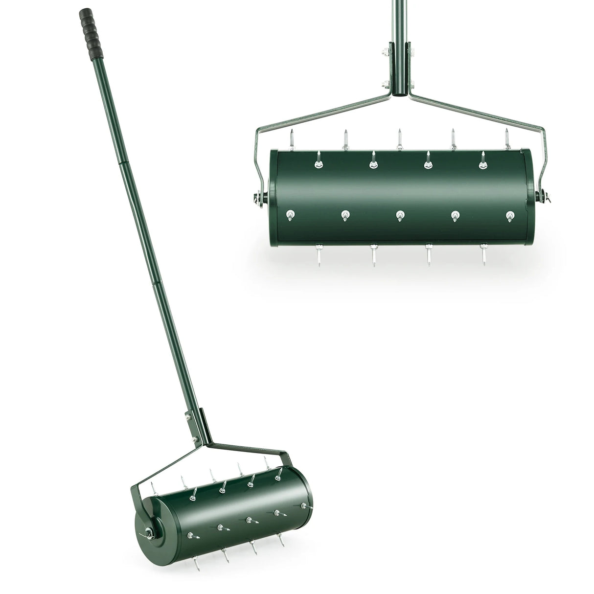 18/21 Inch Manual Lawn Aerator with Detachable Handle and Tine Spikes-18 inches