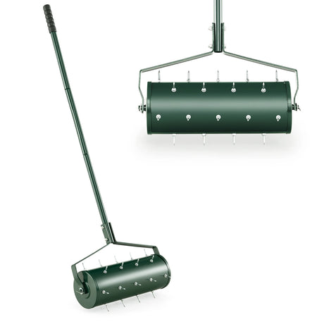 18/21 Inch Manual Lawn Aerator with Detachable Handle and Tine Spikes-18 inches