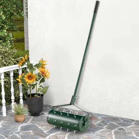 18/21 Inch Manual Lawn Aerator with Detachable Handle and Tine Spikes-18 inches