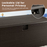 120 Gallon Outdoor Storage Box with Lockable Lid-Brown