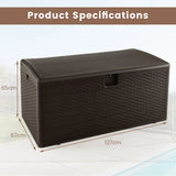 120 Gallon Outdoor Storage Box with Lockable Lid-Brown